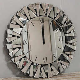 Aesome 80Cm Large Sunburst Mirrored Wall Clock Silent Big Decorative Mirror Wall Clocks - thumbnail 5