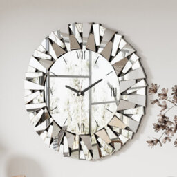Aesome 80Cm Large Sunburst Mirrored Wall Clock Silent Big Decorative Mirror Wall Clocks - thumbnail 7