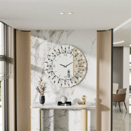 Aesome 80Cm Large Sunburst Mirrored Wall Clock Silent Big Decorative Mirror Wall Clocks - thumbnail 9