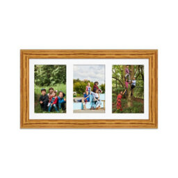 AK Frames 40X20Cm Oak Classic Multi Photo Frame With White Mount - Holds 3 Apertures (3X) 6X4 Photos - thumbnail 1