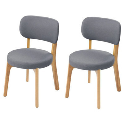 Dining Chairs With Backrest Grey Fabric Set Of 2 Dining Room Furniture - image 1