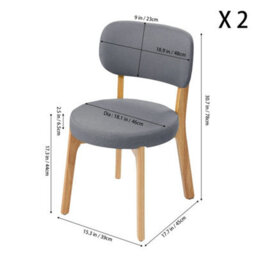 Dining Chairs With Backrest Grey Fabric Set Of 2 Dining Room Furniture - thumbnail 2