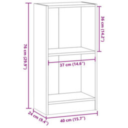 Berkfield Bookcase Brown Oak 40X24X76 Cm Engineered Wood - thumbnail 9