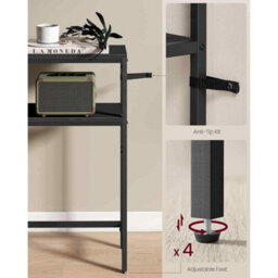 2-Tier Console Table For Hallway, Slim Sofa Table With Open Shelves, Charcoal Grey And Ink Black - thumbnail 4