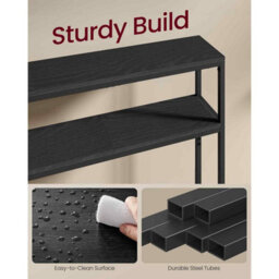 2-Tier Console Table For Hallway, Slim Sofa Table With Open Shelves, Charcoal Grey And Ink Black - thumbnail 3