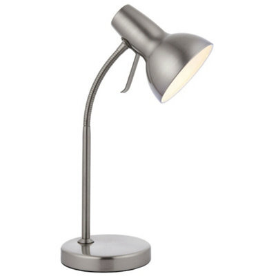 Adjustable Neck Desk Lamp Satin Nickel Industrial Metal Shade Table Work Light - image 1