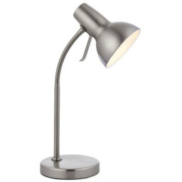 Adjustable Neck Desk Lamp Satin Nickel Industrial Metal Shade Table Work Light - thumbnail 1
