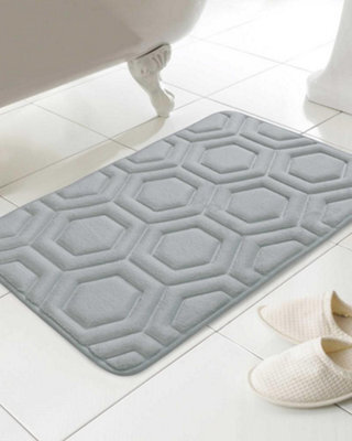 Country Club Geo Memory Foam Bath Mat Grey 43X61 Cm