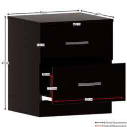 Lassic Vida Designs Riano 4 Piece Bedroom Set (2 Drawer Bedside Chest, 5 Drawer Chest, 3 Door Wardrobe), Black - thumbnail 3