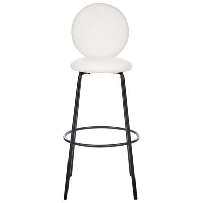 Wyld And Coco Boucle Bar Stools Set Of 2 White Armless With Matt Black Steel Legs - 1070mm Height - image 1