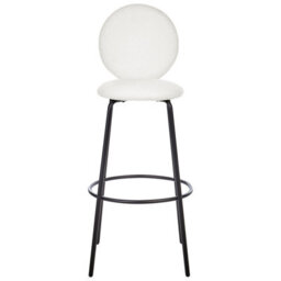 Wyld And Coco Boucle Bar Stools Set Of 2 White Armless With Matt Black Steel Legs - 1070mm Height - thumbnail 1
