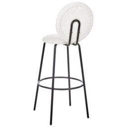 Wyld And Coco Boucle Bar Stools Set Of 2 White Armless With Matt Black Steel Legs - 1070mm Height - thumbnail 6
