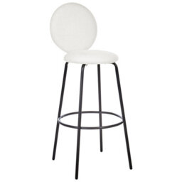 Wyld And Coco Boucle Bar Stools Set Of 2 White Armless With Matt Black Steel Legs - 1070mm Height - thumbnail 5