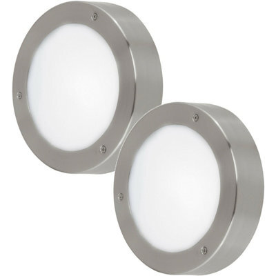 2 Pack Ip44 Outdoor Stainless Steel Wall Lights With Built-In Led - image 1