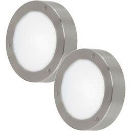 2 Pack Ip44 Outdoor Stainless Steel Wall Lights With Built-In Led - thumbnail 1