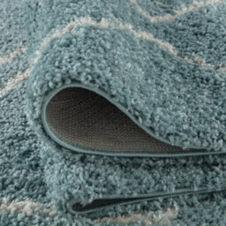 The Rugs Moroccan Shaggy Rugs And Runners Soft Fluffy Wavy Trellis Design High Pile Duck Egg Blue And Ivory Living Room Kitchen Hallway 850 - thumbnail 7