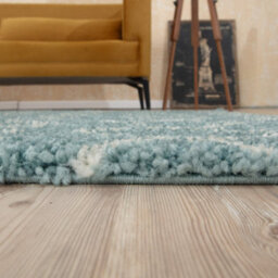 The Rugs Moroccan Shaggy Rugs And Runners Soft Fluffy Wavy Trellis Design High Pile Duck Egg Blue And Ivory Living Room Kitchen Hallway 850 - thumbnail 6