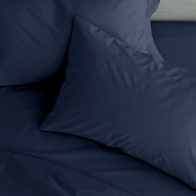 Catherine Lansfield Pillowcases Easy Iron Percale Standard 50X75Cm Pack Of 2 Pillow Cases With Envelope Closure Navy Blue - image 1