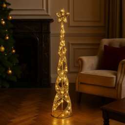 Marco Paul 100Cm Led Christmas Cone Tree Decoration - Gold - thumbnail 4