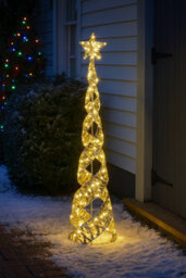 Marco Paul 100Cm Led Christmas Cone Tree Decoration - Gold - thumbnail 5