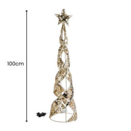 Marco Paul 100Cm Led Christmas Cone Tree Decoration - Gold - thumbnail 2