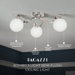 Pagazzi Lighting Pagazzi Bombo 3 Light Semi Flush Ceiling Light - thumbnail 4