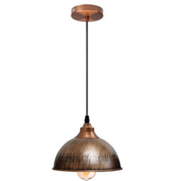 Ledsone Vintage Metal Pendant Light Dome Shape 21Cm Brushed Copper Shade With Bulb Ideal For Dining Room Bar Clubs & Restaurants - thumbnail 1