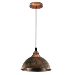 Ledsone Vintage Metal Pendant Light Dome Shape 21Cm Brushed Copper Shade With Bulb Ideal For Dining Room Bar Clubs & Restaurants - thumbnail 5