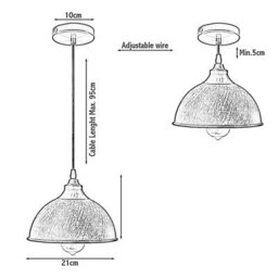 Ledsone Vintage Metal Pendant Light Dome Shape 21Cm Brushed Copper Shade With Bulb Ideal For Dining Room Bar Clubs & Restaurants - thumbnail 4