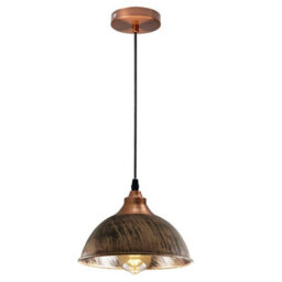 Ledsone Vintage Metal Pendant Light Dome Shape 21Cm Brushed Copper Shade With Bulb Ideal For Dining Room Bar Clubs & Restaurants - thumbnail 3