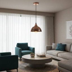 Ledsone Vintage Metal Pendant Light Dome Shape 21Cm Brushed Copper Shade With Bulb Ideal For Dining Room Bar Clubs & Restaurants - thumbnail 8