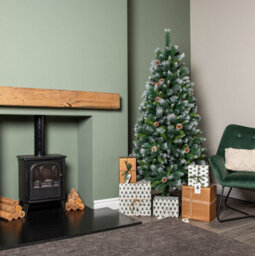 Samuel Alexander 6Ft (1.8M) Frosted Glacier Pine Snow Tipped Christmas Tree With Pine Cones And 710 Tips - thumbnail 2