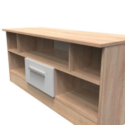 Trent 1 Drawer Open Tv Unit In Grey & Bardolino Oak (Ready Assembled) - thumbnail 4