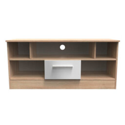 Trent 1 Drawer Open Tv Unit In Grey & Bardolino Oak (Ready Assembled) - thumbnail 1