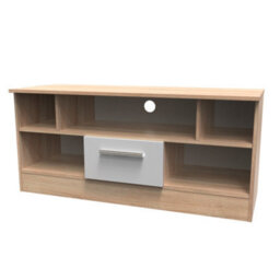 Trent 1 Drawer Open Tv Unit In Grey & Bardolino Oak (Ready Assembled) - thumbnail 3