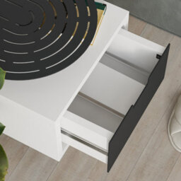 Decortie Modern Oslo White Nightstand With Drawer Engineered Wood With Metal Shelf Bedside Table - thumbnail 4