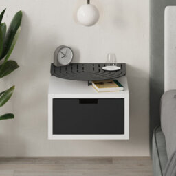 Decortie Modern Oslo White Nightstand With Drawer Engineered Wood With Metal Shelf Bedside Table - thumbnail 5