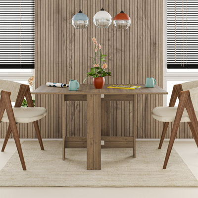 Decortie Modern Artemio Foldable Table Dark Oak Effect Rectangular Engineered Wood Folding Table 130(W)X76(D)X73.4(H)Cm Kitchen - image 1