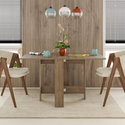Decortie Modern Artemio Foldable Table Dark Oak Effect Rectangular Engineered Wood Folding Table 130(W)X76(D)X73.4(H)Cm Kitchen - thumbnail 1