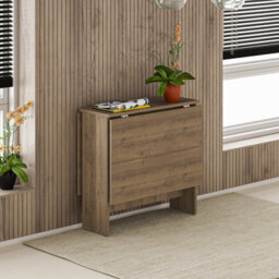 Decortie Modern Artemio Foldable Table Dark Oak Effect Rectangular Engineered Wood Folding Table 130(W)X76(D)X73.4(H)Cm Kitchen - thumbnail 6