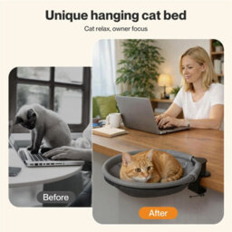 Skylos 360 Rotating Plush Mesh Cat Bed For Desk Sturdy Hammock Holds 21Kg - thumbnail 5