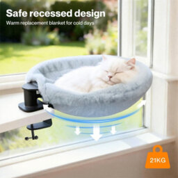 Skylos 360 Rotating Plush Mesh Cat Bed For Desk Sturdy Hammock Holds 21Kg - thumbnail 6