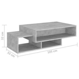 Berkfield Coffee Table Concrete Grey 105X55X32 Cm Engineered Wood - thumbnail 7