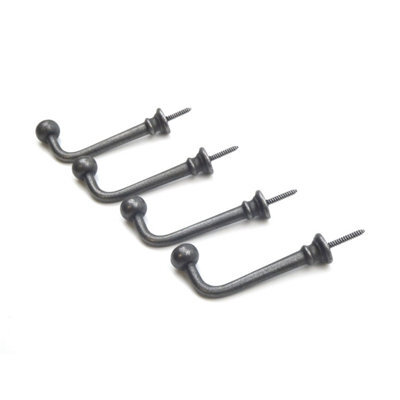 Oakcrafts - Antique Cast Iron Ball End Screw In Coat Hook  - Pack Of 4 Hooks - image 1