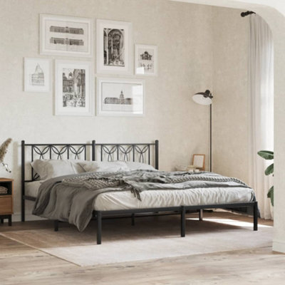 Berkfield Metal Bed Frame Without Mattress With Headboard Black 180X200Cm - image 1