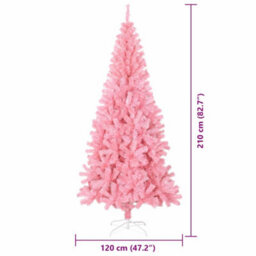 Vidaxl Christmas Tree With 300 Leds With Stand Pink 210 Cm Pvc - thumbnail 3