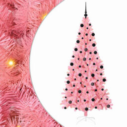 Vidaxl Christmas Tree With 300 Leds With Stand Pink 210 Cm Pvc - thumbnail 2