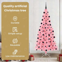 Vidaxl Christmas Tree With 300 Leds With Stand Pink 210 Cm Pvc - thumbnail 7