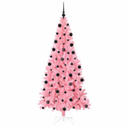 Vidaxl Christmas Tree With 300 Leds With Stand Pink 210 Cm Pvc - thumbnail 4