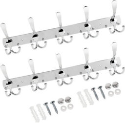 Stainless Steel Coat And Hat Rack, Wall-Mounted Aluminum Alloy Back Clothes Hook For Bathroom, Pack Of 2 - thumbnail 2